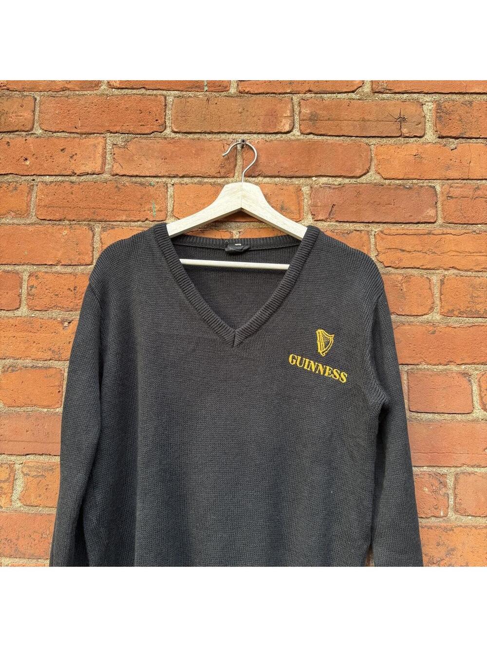 vintage Guinness beer knit v neck sweater 80s M